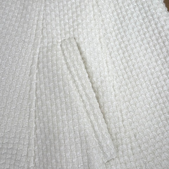 Kensie Womens Pea Coat Faux Fur Removable Collar White Peplum Waffle Knit Size L - Picture 7 of 16